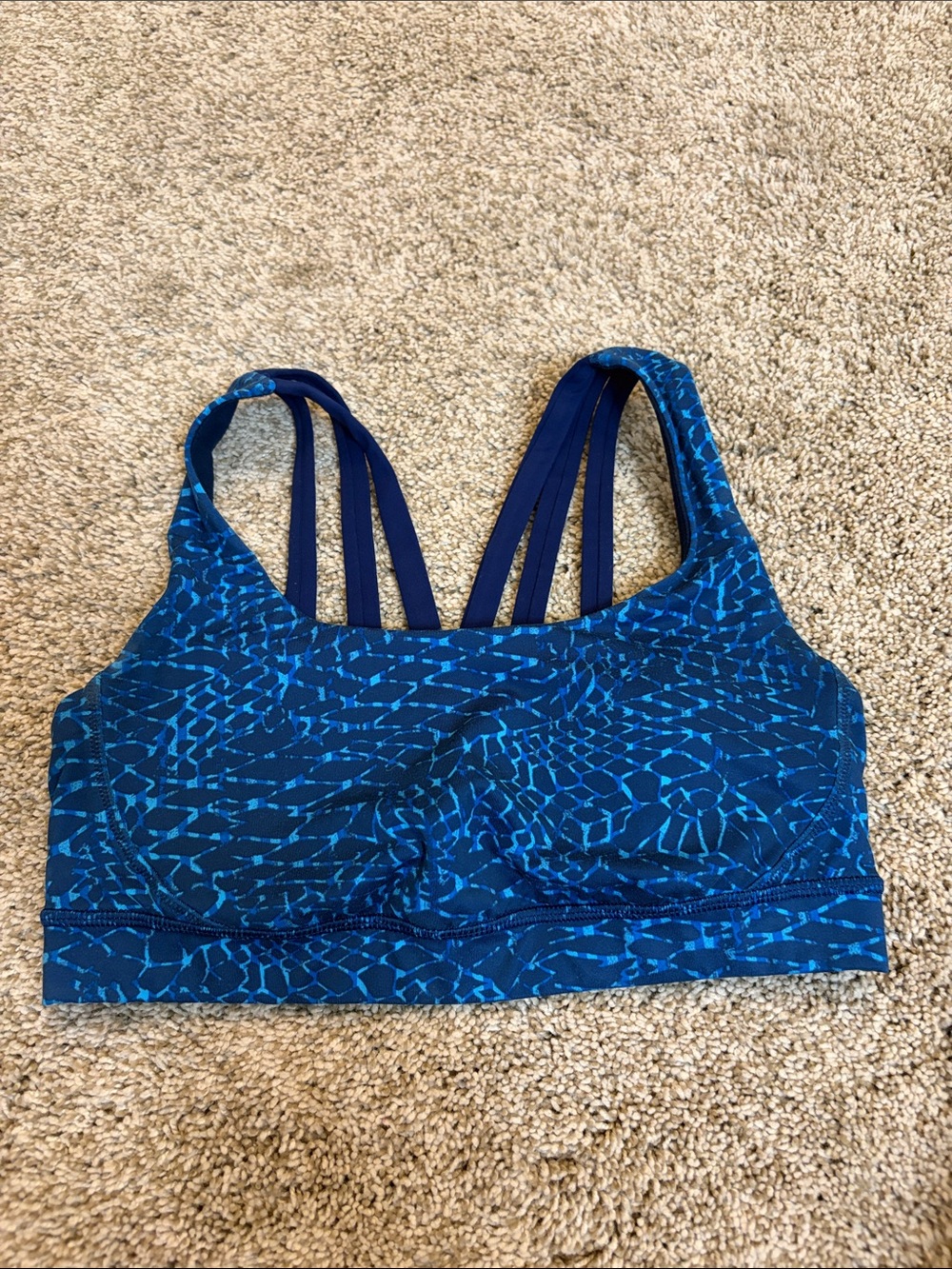 lululemon Blue Patterned Strappy Sports Bra